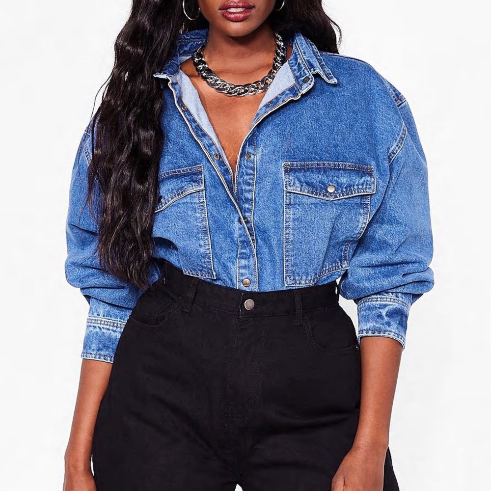 Plus Size Oversized Organic Denim Shirt